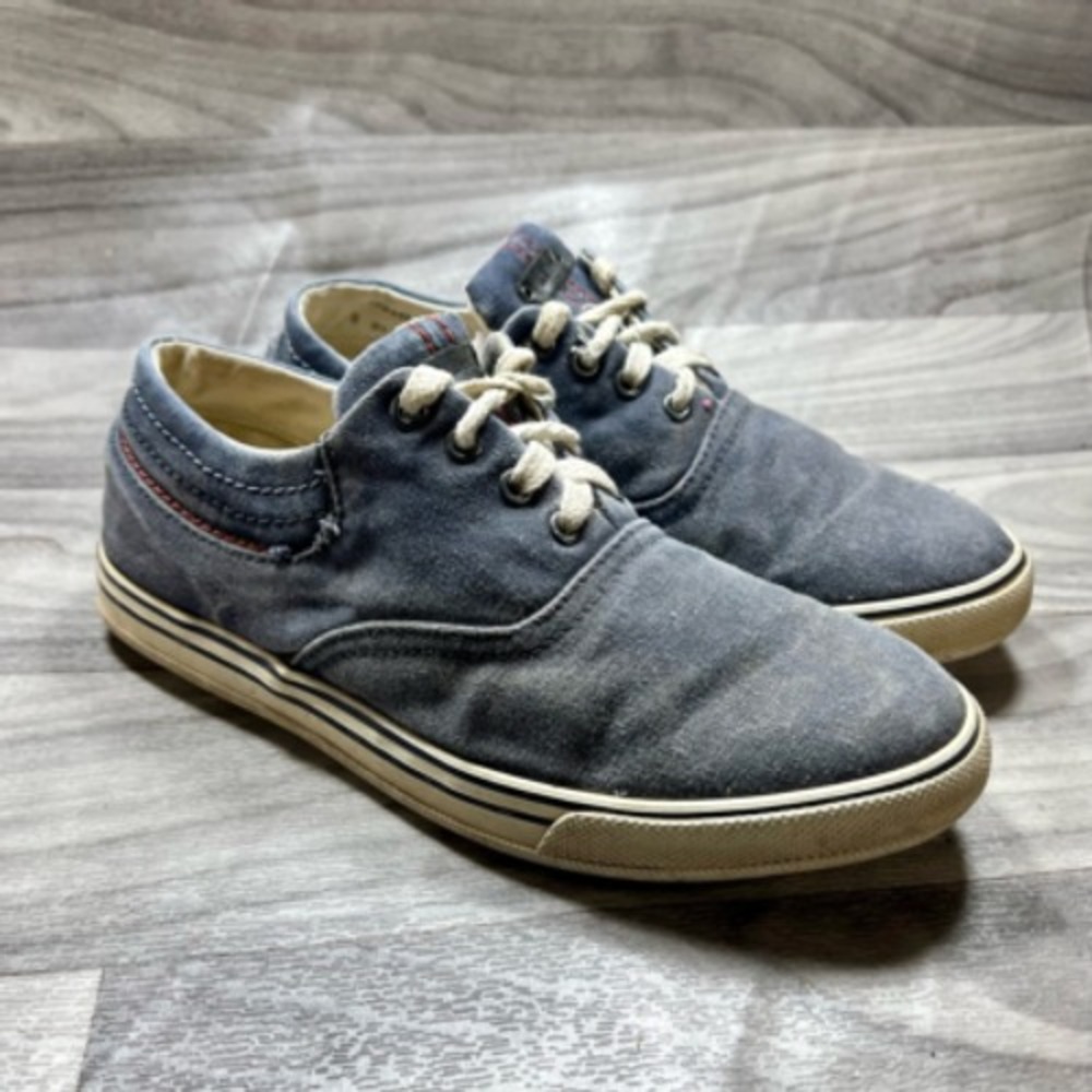L.L. Bean Womens Sunwashed Canvas Sneakers Shoes Blue Walking Low Top Lace Up 7M